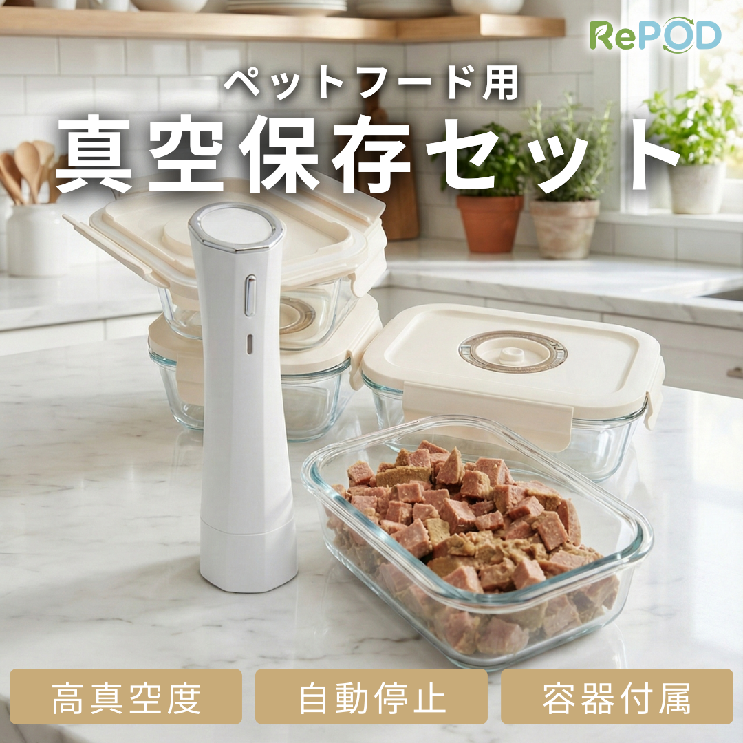 【3月上旬予約開始予定】RePOD 真空保存機 + 容器4点セット